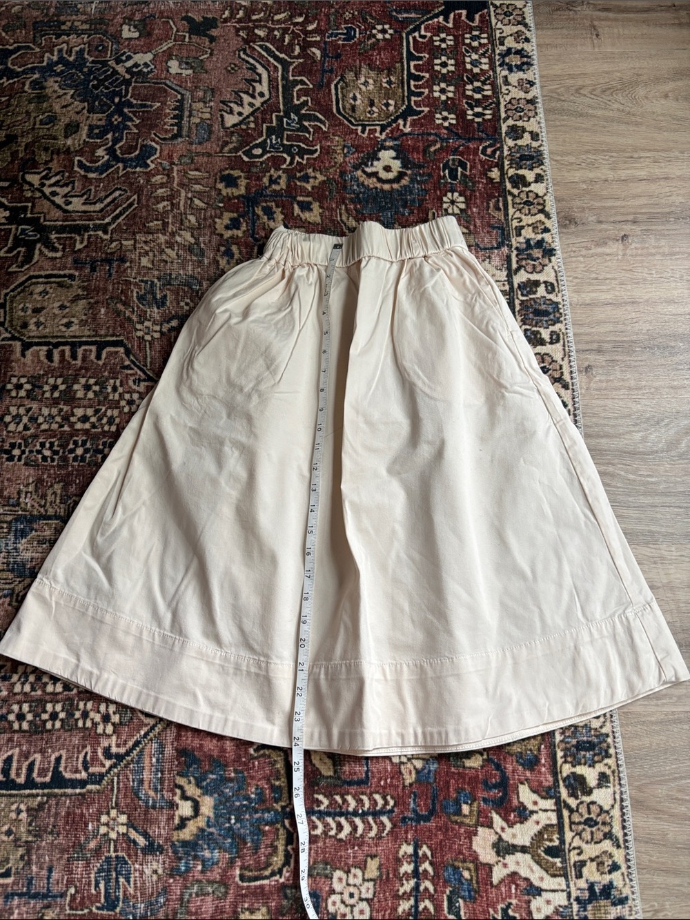 Everlane Cream A-Line Poplin Midi Skirt